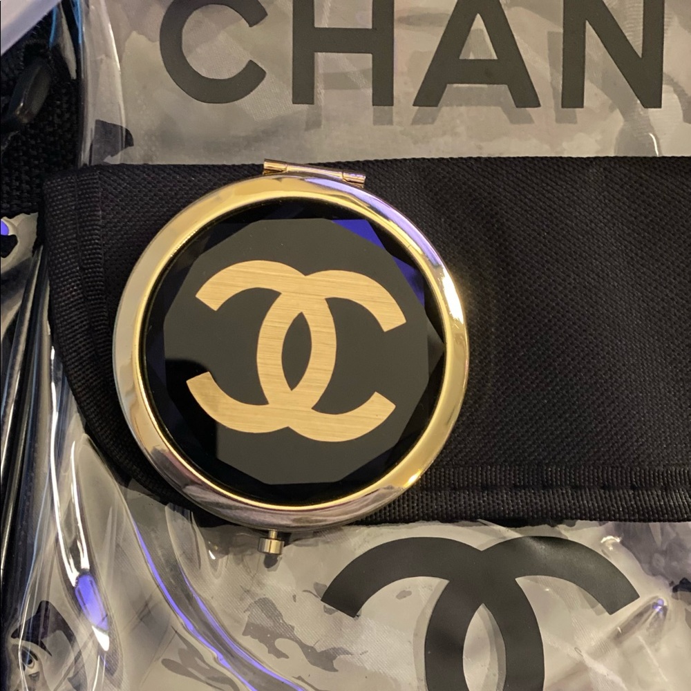 Black and Gold Compact Mirror